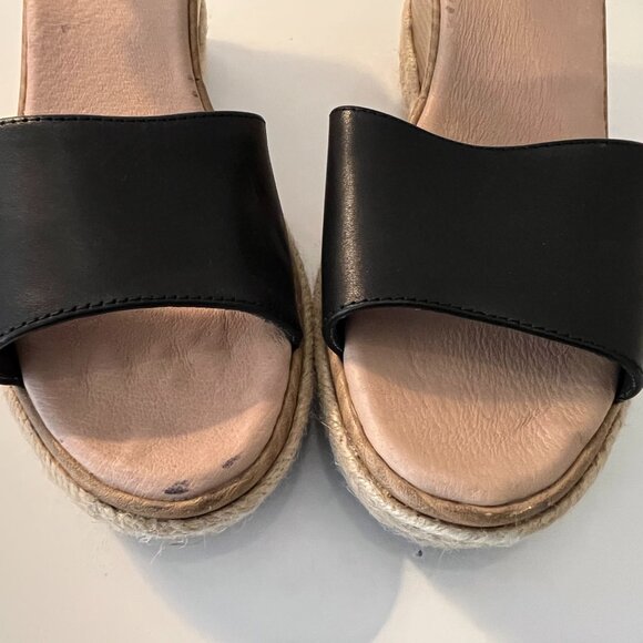 Sperry "Plush Wave" Wedge Black Leather & Jute Sandals ~ Women's Size 9.5M ~ EUC - Picture 3 of 13